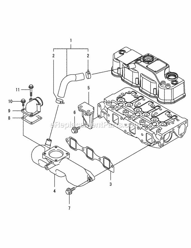 Yanmar 3tnv82a-Bdcb Intake Manifold Diagram and Parts List for S6032-D 53AY8DU6050 Cub Cadet Sprayer